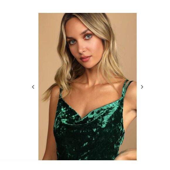 Lulus Velvet Dress Womens Size Large Emerald Wicked Whimsigoth Dark Romantic - Picture 10 of 11